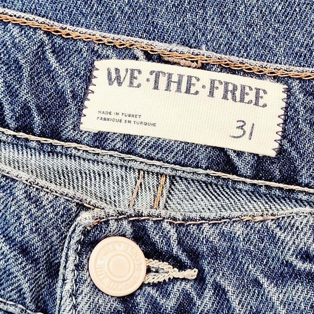 Free People We The Free Tinsley Baggy High Rise Straight Leg Distressed Jeans 31 - Picture 10 of 14